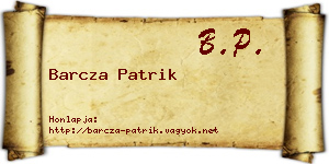 Barcza Patrik névjegykártya